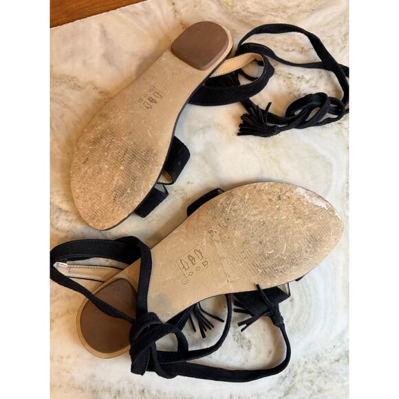 J Crew Ankle Tie Leather Suede Gladiator Sandals Black 8 - Picture 4 of 5